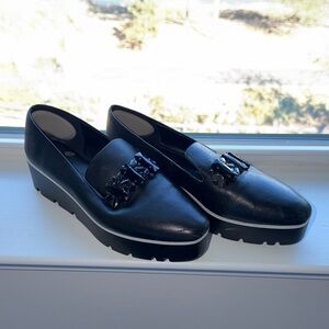 Karl Lagerfeld Black Women's Loafers with Glossy Buckle